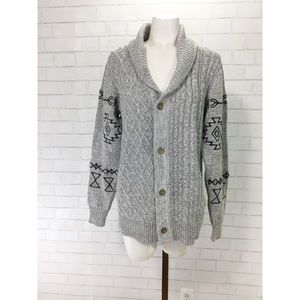 Zanerobe Gray Tribal Sleeve Cardigan Small Slouchy